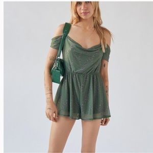 Urban Outfitters Green Mesh Romper